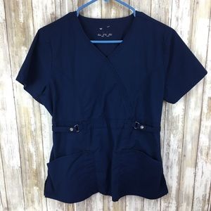 Cherokee Luxe M navy blue scrub top 21701 navv